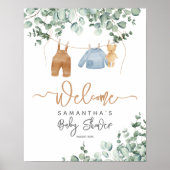 Greenery eucalyptus Bearly wait Baby shower Welcom Poster (Voorkant)