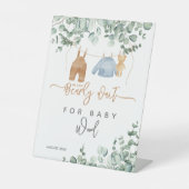 Greenery eucalyptus Bearly wait Baby shower Welcom Reclamebord Met Voetstuk (Voorkant)