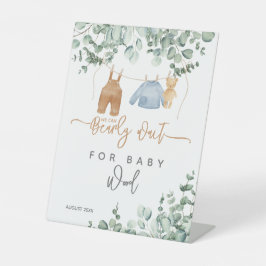 Greenery eucalyptus Bearly wait Baby shower Welcom Reclamebord Met Voetstuk