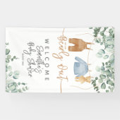 Greenery eucalyptus Bearly wait Baby shower Welcom Spandoek (Horizontaal)