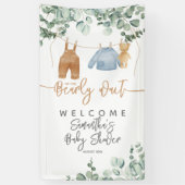 Greenery eucalyptus Bearly wait Baby shower Welcom Spandoek (Verticaal)