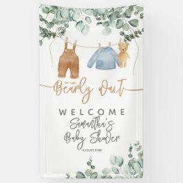 Greenery eucalyptus Bearly wait Baby shower Welcom Spandoek