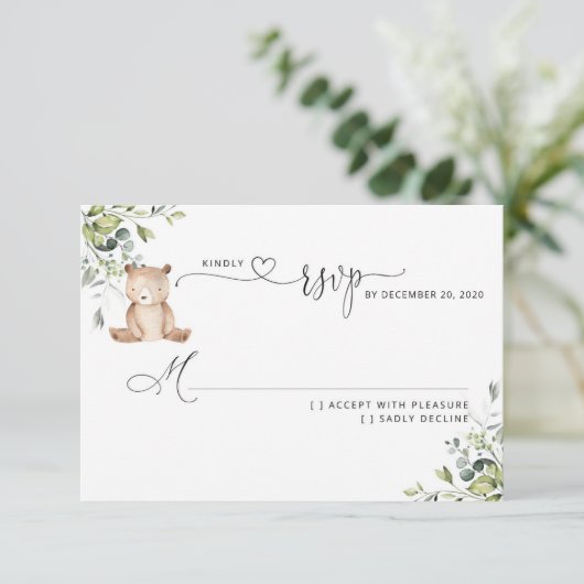 Greenery eucalyptus beer baby shower RSVP (Staand voorkant)