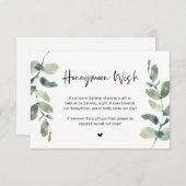 Greenery Eucalyptus, Black Font, Honeymoon Wish En Informatiekaartje (Voorkant / Achterkant)