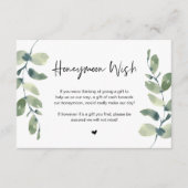 Greenery Eucalyptus, Black Font, Honeymoon Wish En Informatiekaartje (Voorkant)