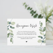 Greenery Eucalyptus, Black Font, Honeymoon Wish En Informatiekaartje (Staand voorkant)