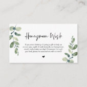 Greenery Eucalyptus, Black Font, Honeymoon Wish Informatiekaartje (Voorkant)