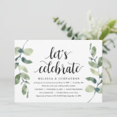 Greenery Eucalyptus, Black Ink, Wedding Elopement Kaart (Staand voorkant)