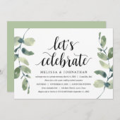Greenery Eucalyptus, Black Ink, Wedding Elopement Kaart (Voorkant / Achterkant)