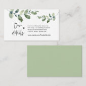 Greenery Eucalyptus, Black, Wedding Details Informatiekaartje (Voorkant / Achterkant)