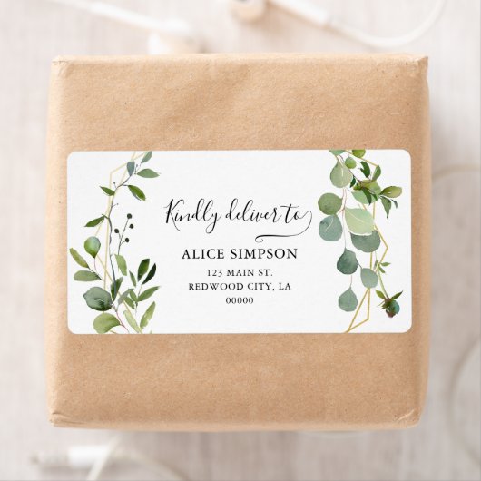 Greenery Eucalyptus Boho Calligrafie Adres Etiket (Insitu)