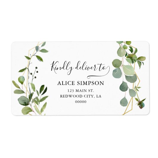 Greenery Eucalyptus Boho Calligrafie Adres Etiket (Voorkant)