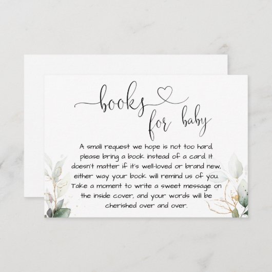 Greenery eucalyptus book request enclosure card informatiekaartje (Voorkant / Achterkant)