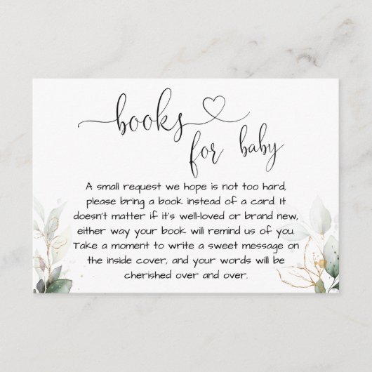 Greenery eucalyptus book request enclosure card informatiekaartje (Voorkant)