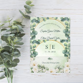 Greenery Eucalyptus Botanical Monogram Wedding Uitnodigingen Wikkel