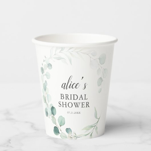 Greenery Eucalyptus Botanisch Vrijgezellenfeest Papieren Bekers (Voorkant)