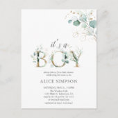 Greenery Eucalyptus Boy Baby shower Uitnodiging Briefkaart (Voorkant)