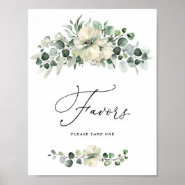 Greenery Eucalyptus Bridal Shower Favors Sign Poster
