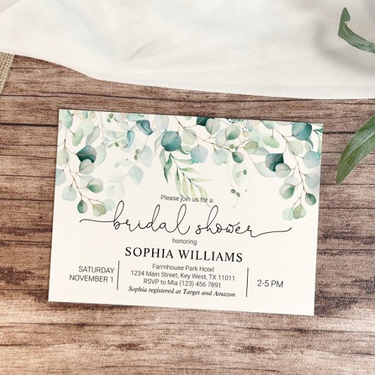 Greenery Eucalyptus Bridal Shower Kaart