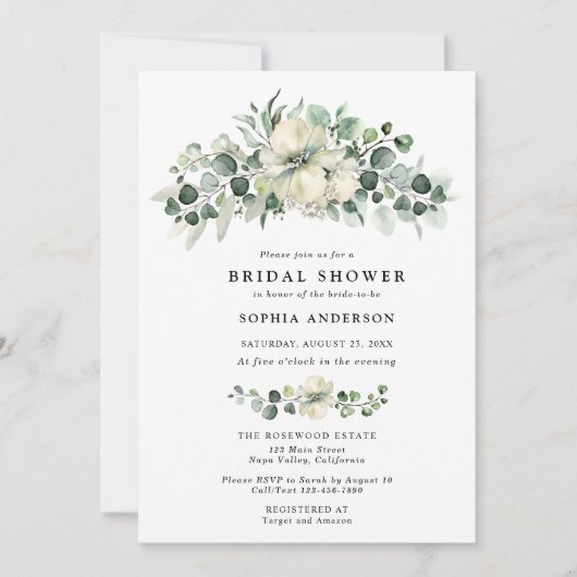 Greenery Eucalyptus Bridal Shower Kaart (Voorkant)