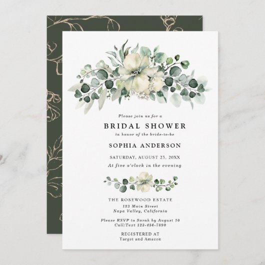 Greenery Eucalyptus Bridal Shower Kaart (Voorkant / Achterkant)