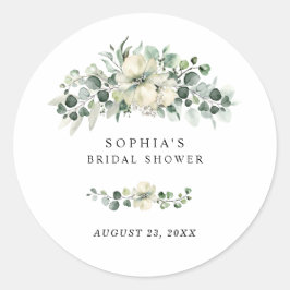 Greenery Eucalyptus Bridal Shower Ronde Sticker