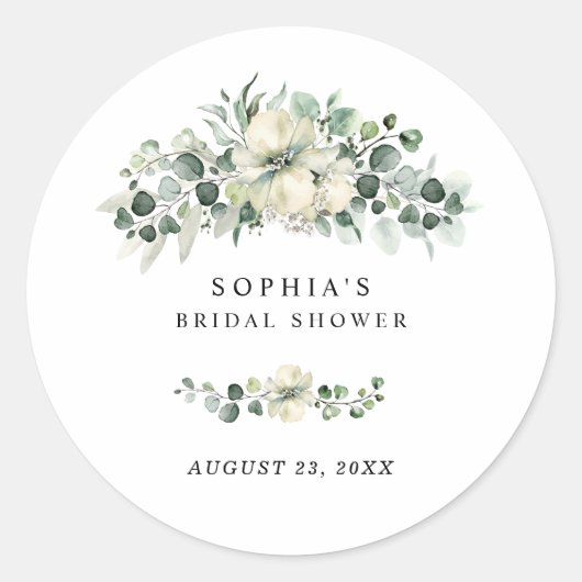 Greenery Eucalyptus Bridal Shower Ronde Sticker (Voorkant)