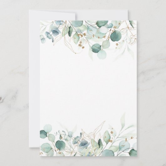 Greenery Eucalyptus Bridal Shower-uitnodiging Kaart (Achterkant)