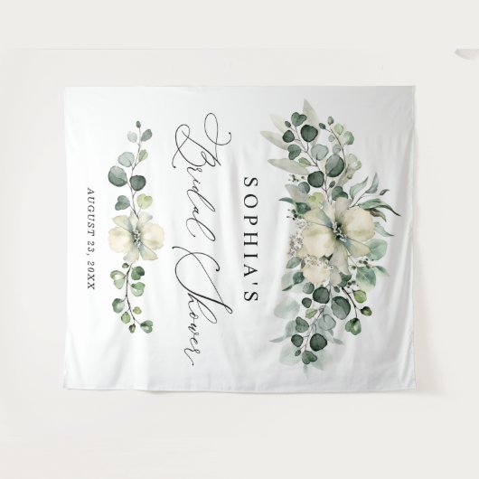 Greenery Eucalyptus Bridal Shower Wandkleed (Voorkant (horizontaal))