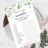 Greenery Eucalyptus Bridal Word Scramble Game Flyer
