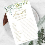 Greenery Eucalyptus Bridal Word Scramble Game Flyer<br><div class="desc">Greenery Eucalyptus Bridal Word Scramble Game Flyer</div>