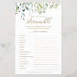 Greenery Eucalyptus Bridal Word Scramble Game Flyer<br><div class="desc">Greenery Eucalyptus Bridal Word Scramble Game Flyer</div>