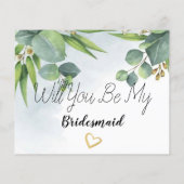 Greenery Eucalyptus Bridesmaid proposal Kaart (Achterkant)