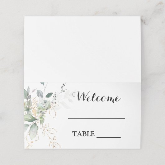 Greenery Eucalyptus bruiloft Plaatskaartje (Buitenkant ongevouwen)