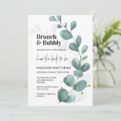 Greenery Eucalyptus Brunch & Bubble Vrijgezellenfe Kaart (Staand voorkant)