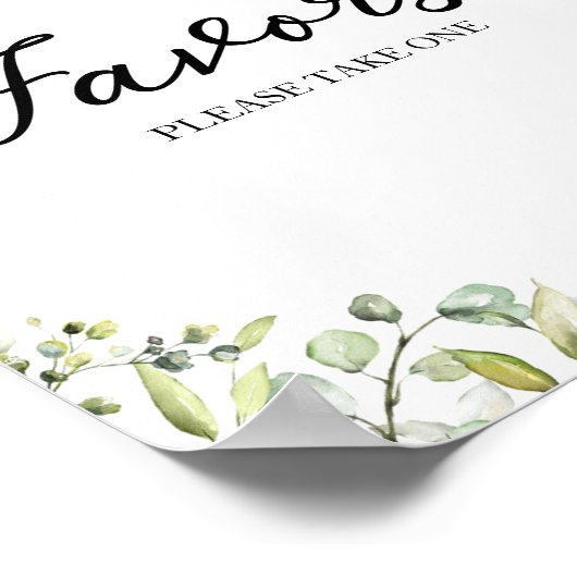 Greenery Eucalyptus Calligraphy Favors Sign Poster (Hoek)