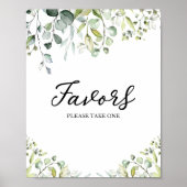 Greenery Eucalyptus Calligraphy Favors Sign Poster (Voorkant)