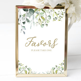 Greenery Eucalyptus Calligraphy Favors Sign Poster