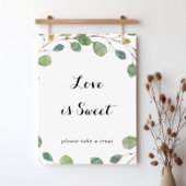 Greenery Eucalyptus Calligraphy Love is Sweet Sign Poster