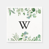 Greenery Eucalyptus Calligraphy Monogram Weddensch Servet (Voorkant)