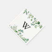 Greenery Eucalyptus Calligraphy Monogram Weddensch Servet (Hoek)