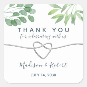 Greenery Eucalyptus Calligraphy Wedding Favor Vierkante Sticker