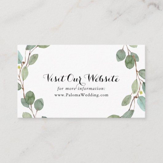 Greenery Eucalyptus Calligraphy Wedding Website Informatiekaartje (Voorkant)