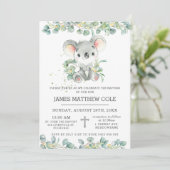 Greenery Eucalyptus Cute Koala Baptism Christening Kaart (Staand voorkant)