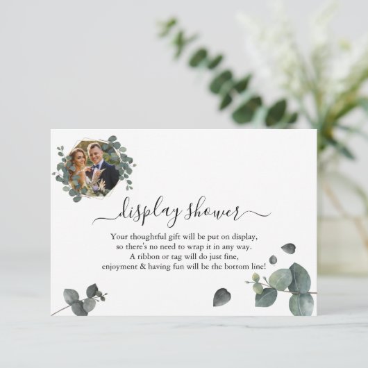 Greenery Eucalyptus Display Bridal Wedding Shower  Informatiekaartje (Staand voorkant)