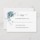 Greenery Eucalyptus Dusty blue Floral 2 Wedding RSVP Kaartje (Voorkant)
