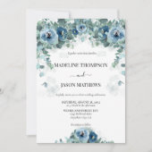 Greenery Eucalyptus Dusty blue Floral Wedding Kaart (Voorkant)