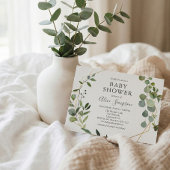 Greenery Eucalyptus Elegant Botanisch Baby shower Uitnodiging Briefkaart