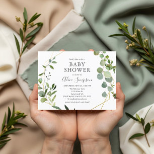 Greenery Eucalyptus Elegant Botanisch Baby shower Uitnodiging Briefkaart