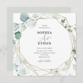 Greenery Eucalyptus Elegant Calligraphy Wedding Kaart (Voorkant / Achterkant)